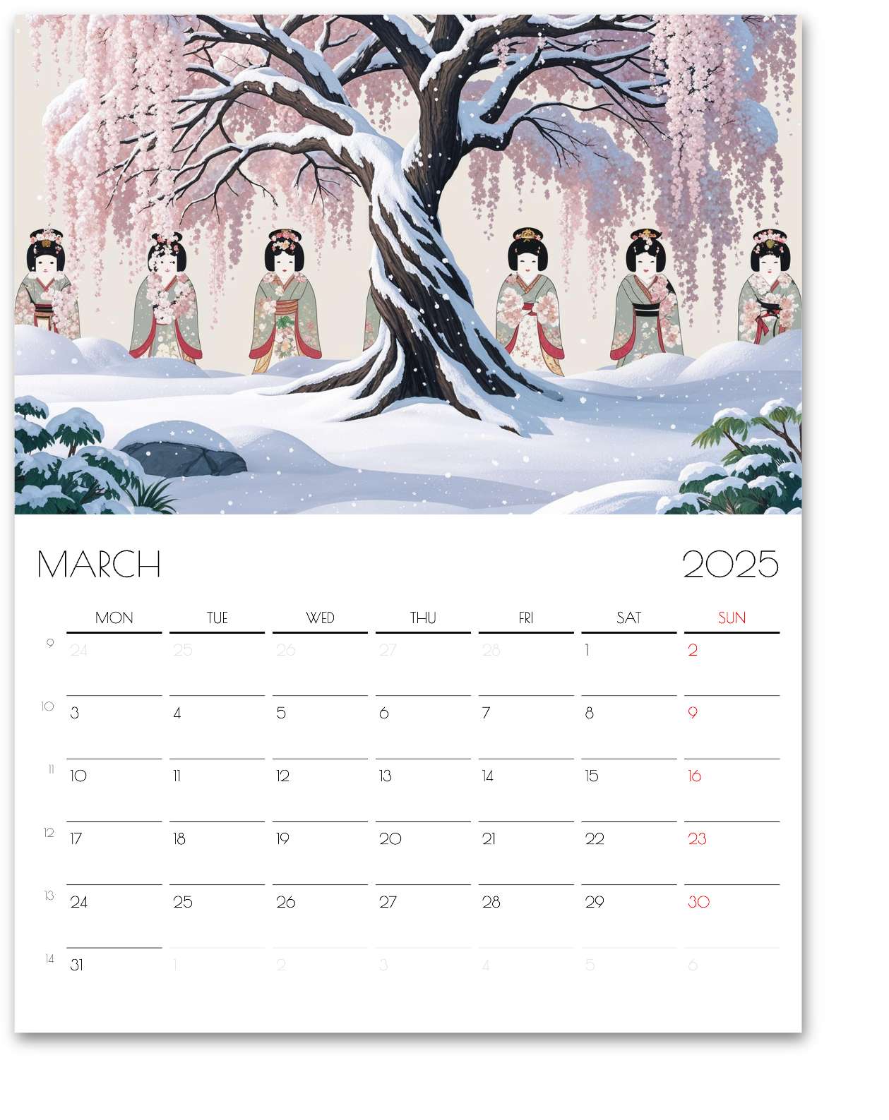 Japanese Culture-Themed Wall Calendar – 12 Months of Unique Designs