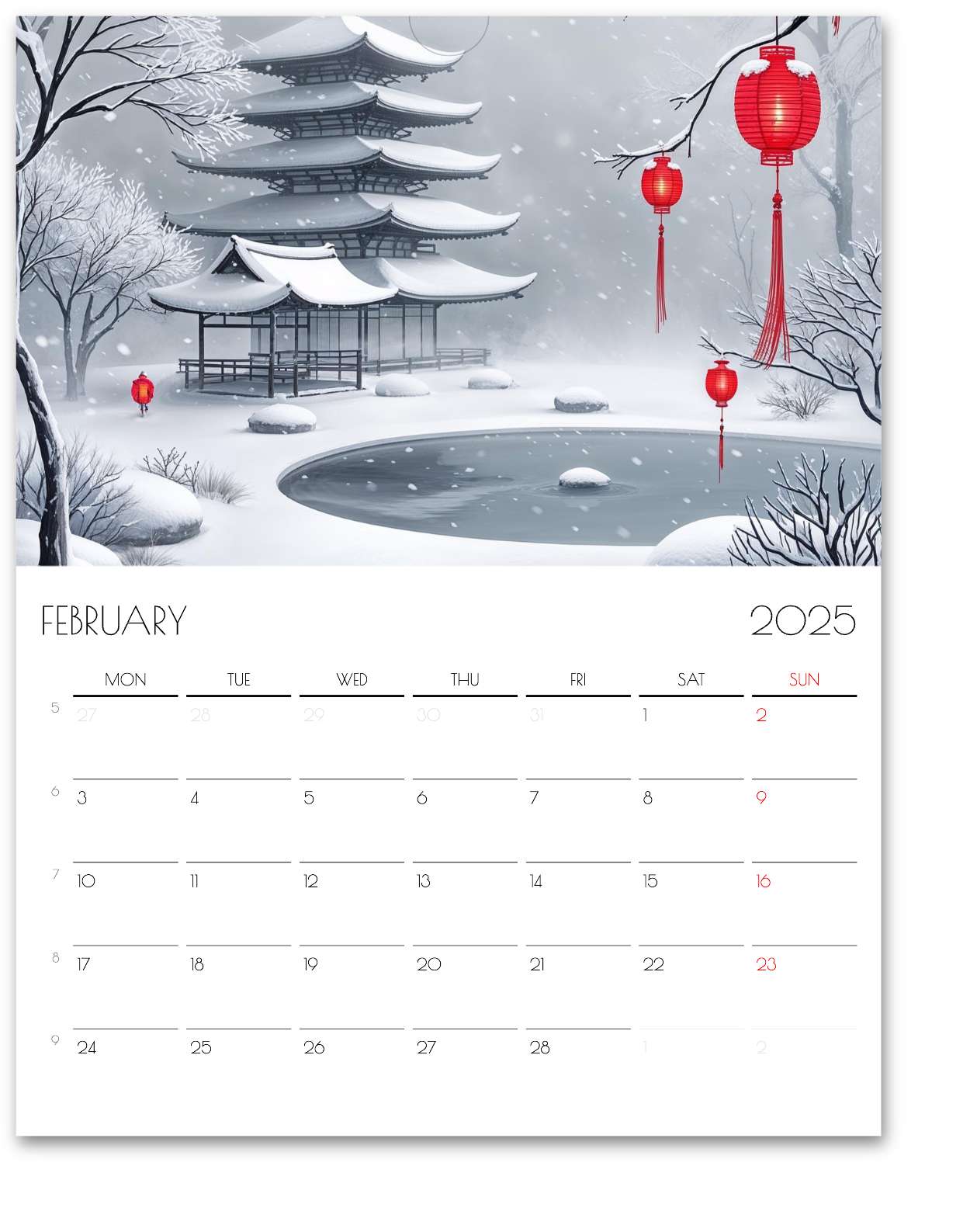 Japanese Culture-Themed Wall Calendar – 12 Months of Unique Designs