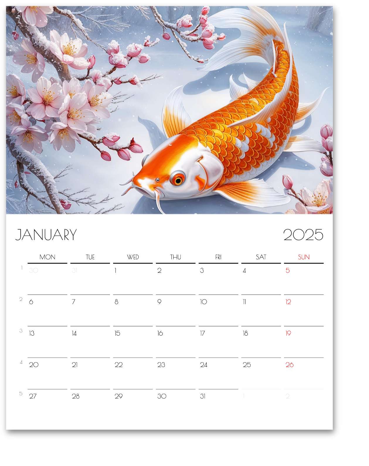 Japanese Culture-Themed Wall Calendar – 12 Months of Unique Designs